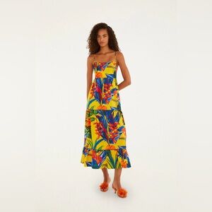 FARM RIO Bright Nature Yellow Maxi Dress